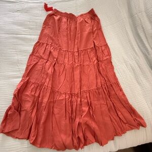 Afibi Women's Coral Tiered Maxi Skirt